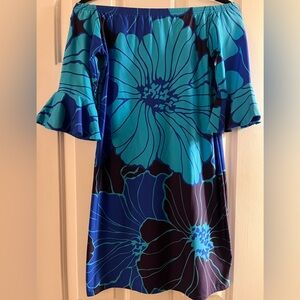 Floral Blue and Black Dress
